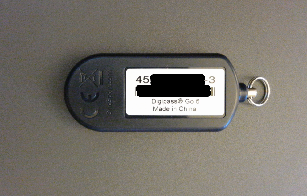 Duo key fob - back of device with the device number for registration