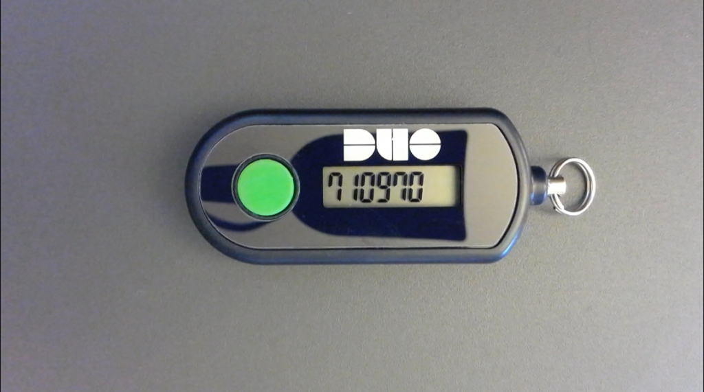 Duo Key Fob with code displayed