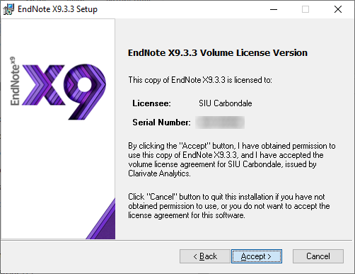 Volume License Screen
