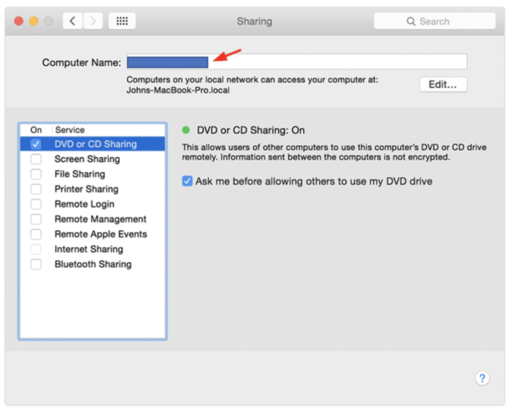 Computer name. DVD Drive Mac. CD-Driver for Mac. How to access lan Disk.