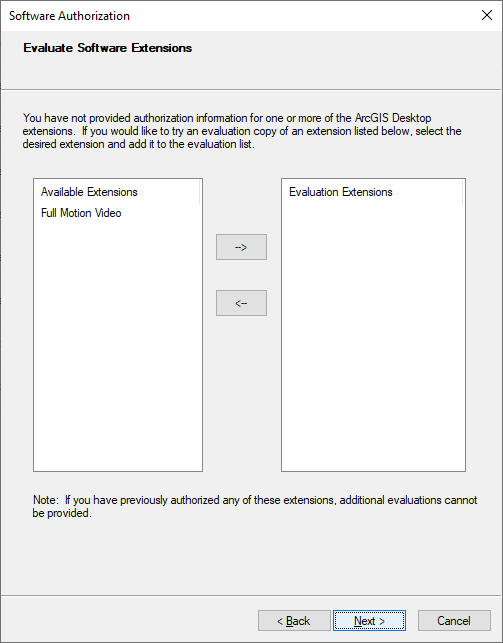 Evaluate Software Extensions
Click 'Next'