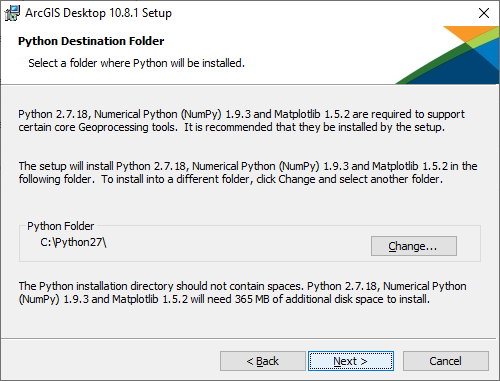 Python Destination Folder. Click "Next"