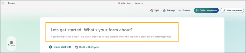 Screenshot of Introduction Section on a example Microsoft Form.