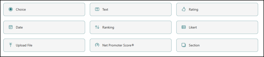 Screenshot of the nine field options.