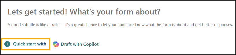 Screenshot of Quick Start with button.