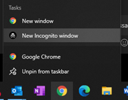 Incognito menu of google chrome 