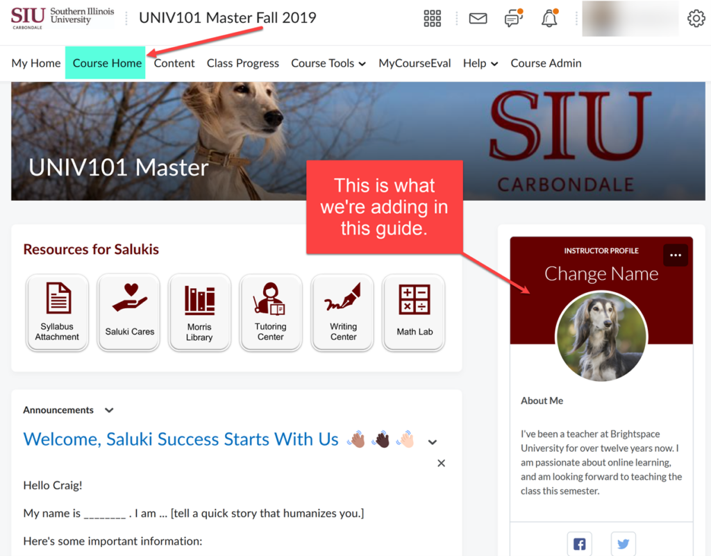 How to Add Instructor Profile on D2L Course Homepage – OIT Knowledge Base