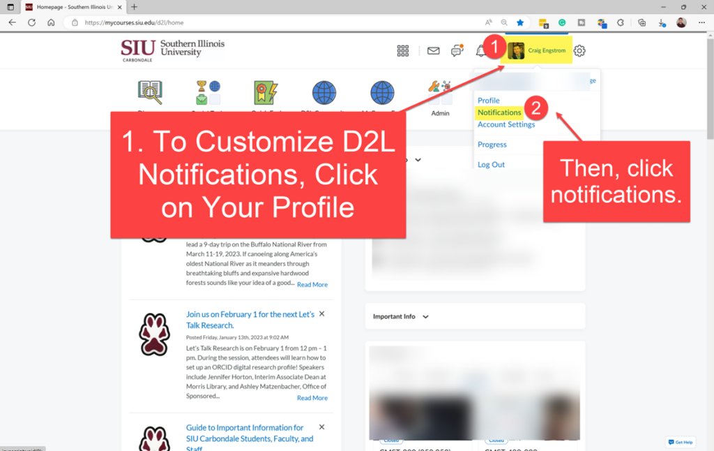 How to Set-up Notifications in D2L (students/learners) – OIT Knowledge Base