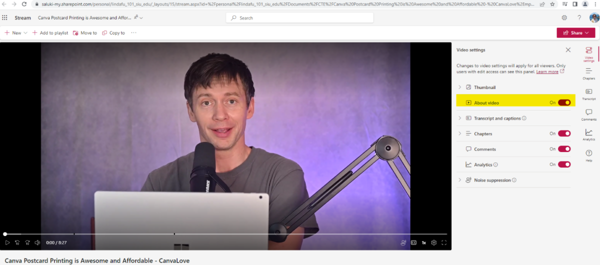 Video Information in Microsoft Stream – OIT Knowledge Base