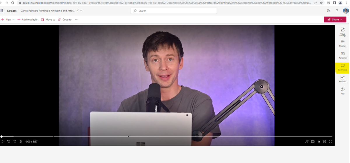 Video Comment in Microsoft Stream – OIT Knowledge Base