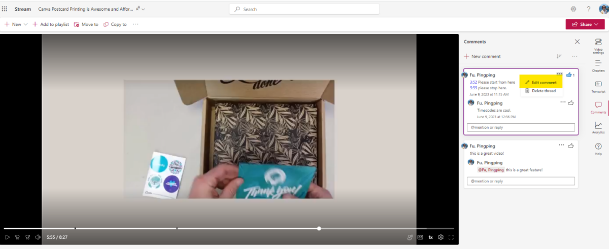Video Comment in Microsoft Stream – OIT Knowledge Base