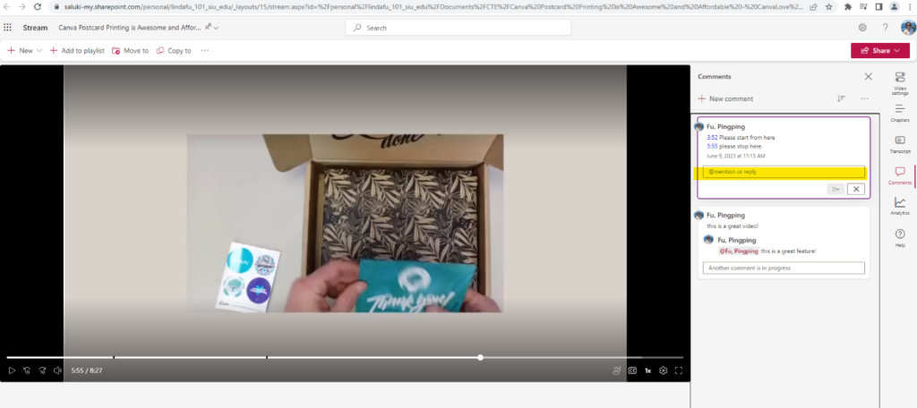 Video Comment in Microsoft Stream – OIT Knowledge Base