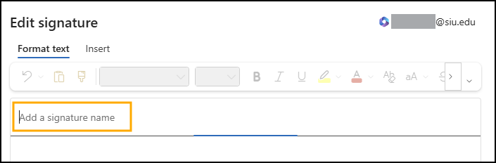 Screenshot of Signature format options with Signature Name highlighted.