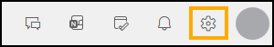Outlook menu with the Settings wheel highlighted.