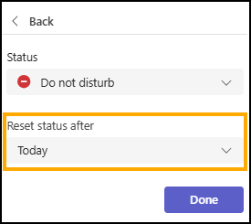 Screenshot of Status Duration drop-down.