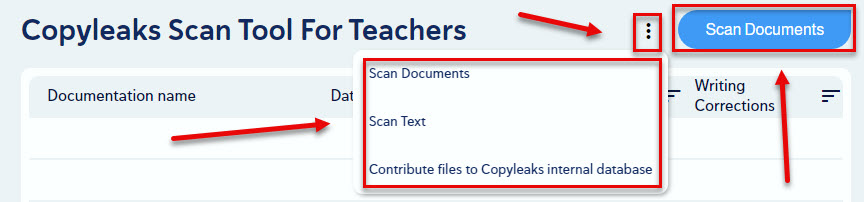 Copy leaks scan tool menu for faculty