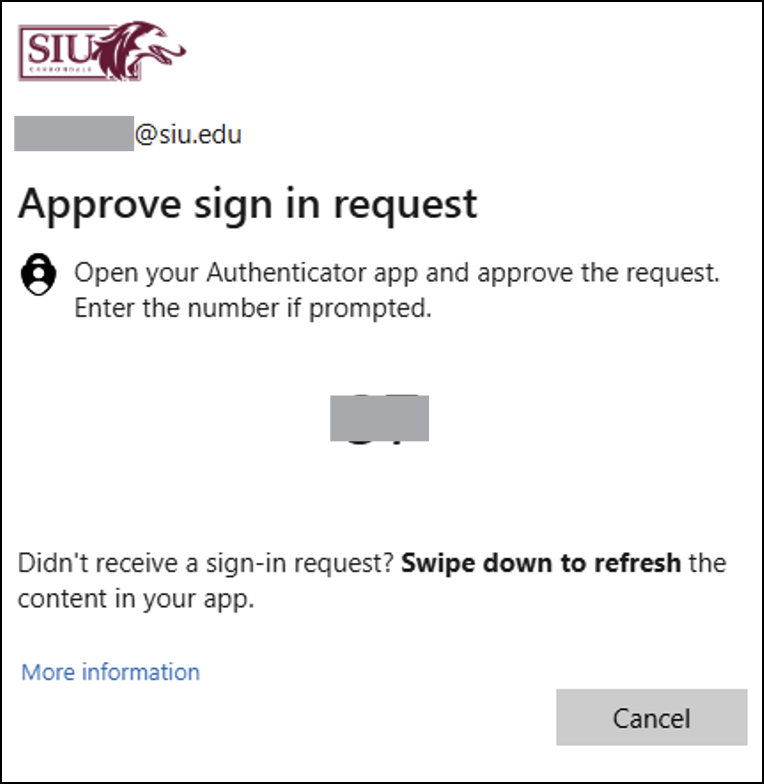 Screenshot of Multi-Factor Authentication 'Approve Sign In' window.