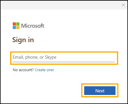 Screenshot of Microsoft Sign In window.