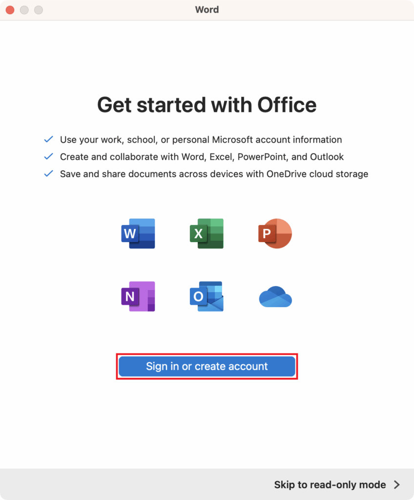 cara sign in to get started with office