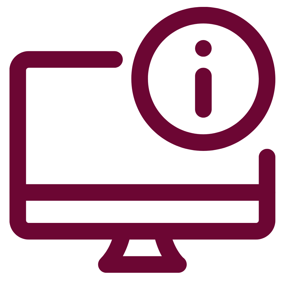 Computer monitor with an information icon