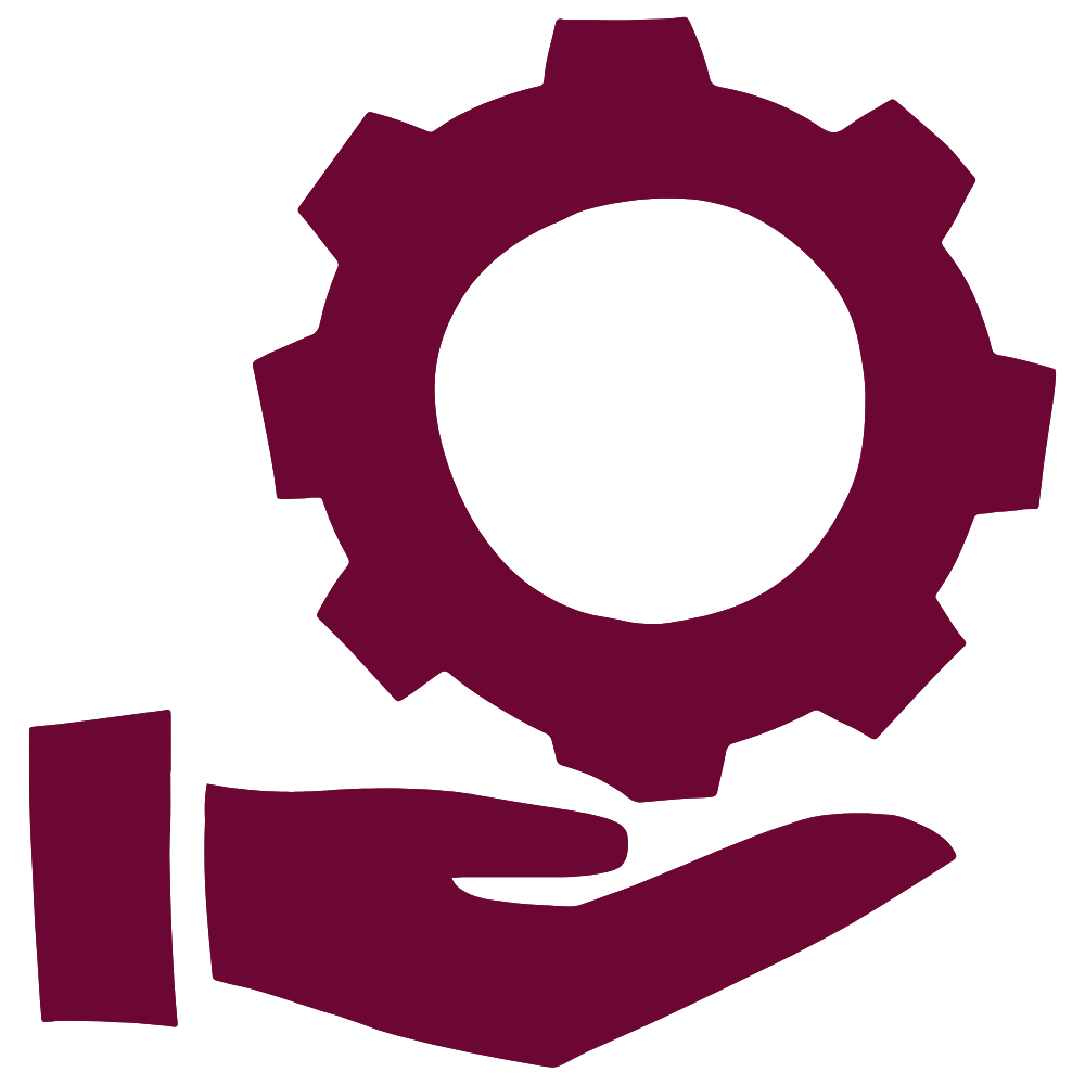 Settings wheel hovering above a hand