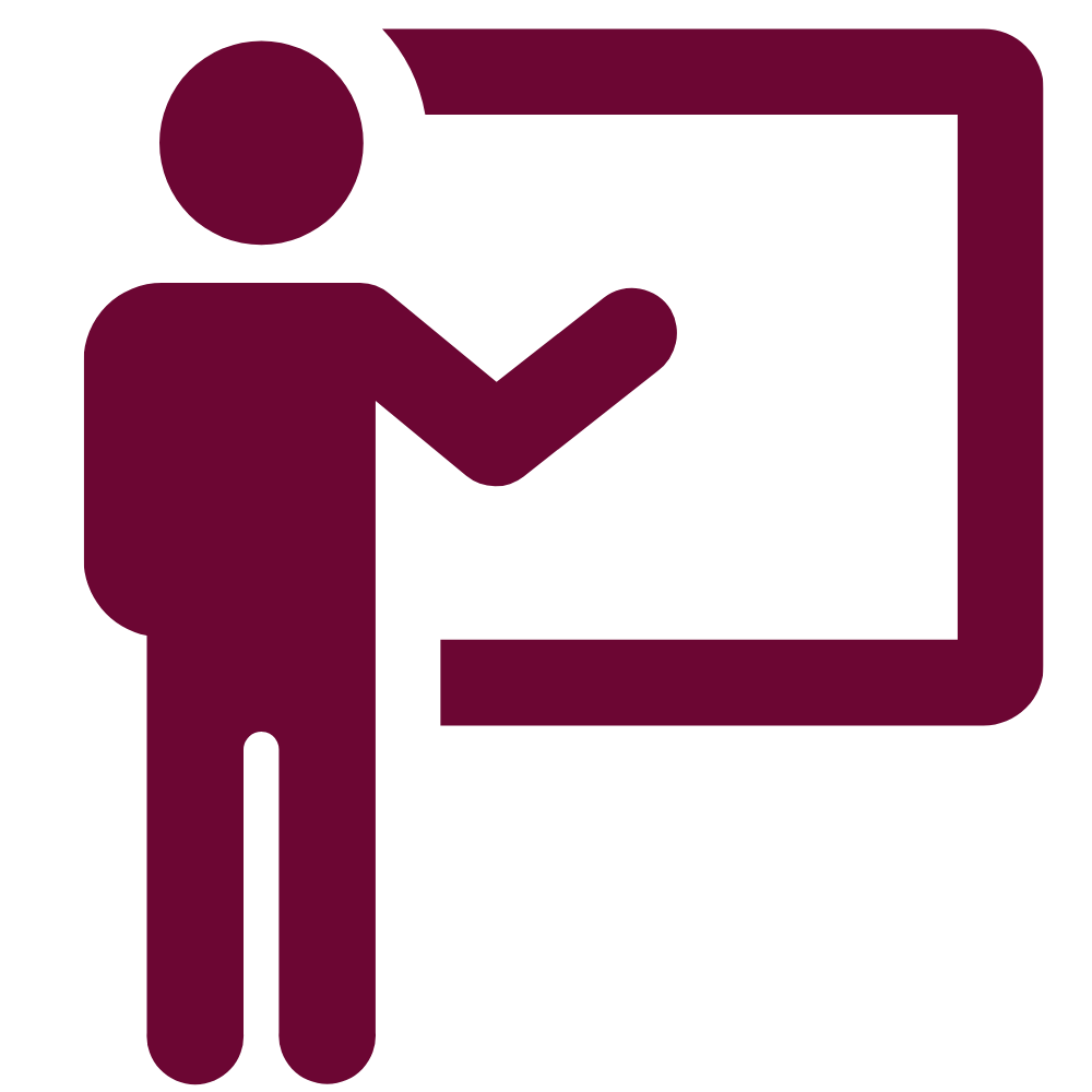Icon of a person standing in front of board