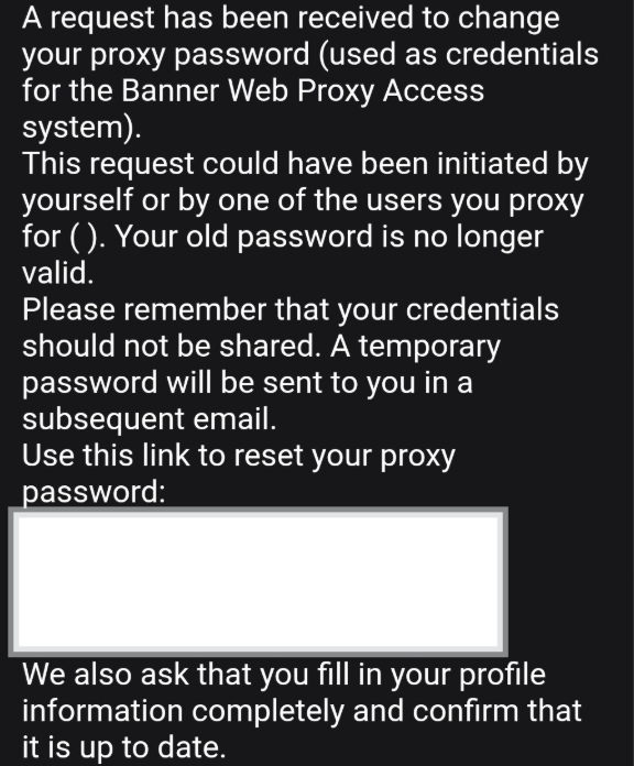 Screenshot 2 of 2 of password reset request email